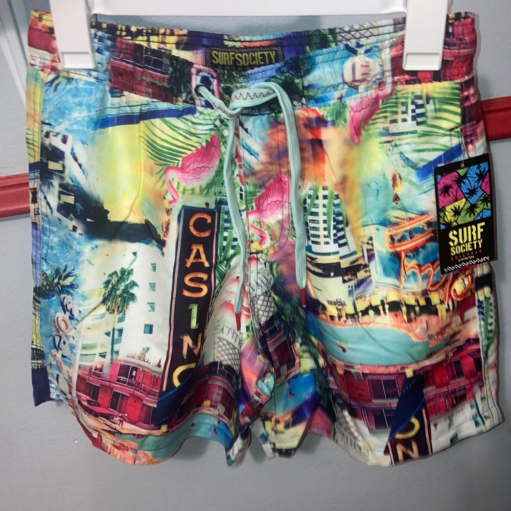 These are too small for me. The brand is Surf Society Swimwear. Size small